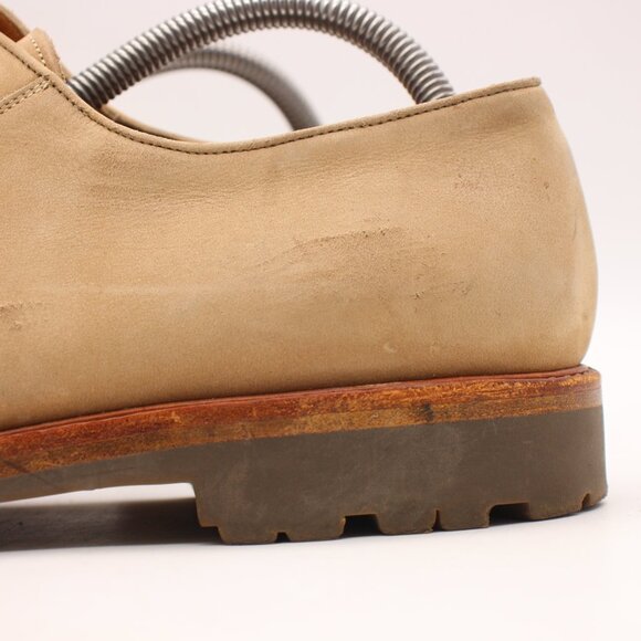Salvatore Ferragamo Men's 9.5 D Tan Suede Plain-toe Derby Dress Oxford Shoes - Picture 11 of 14